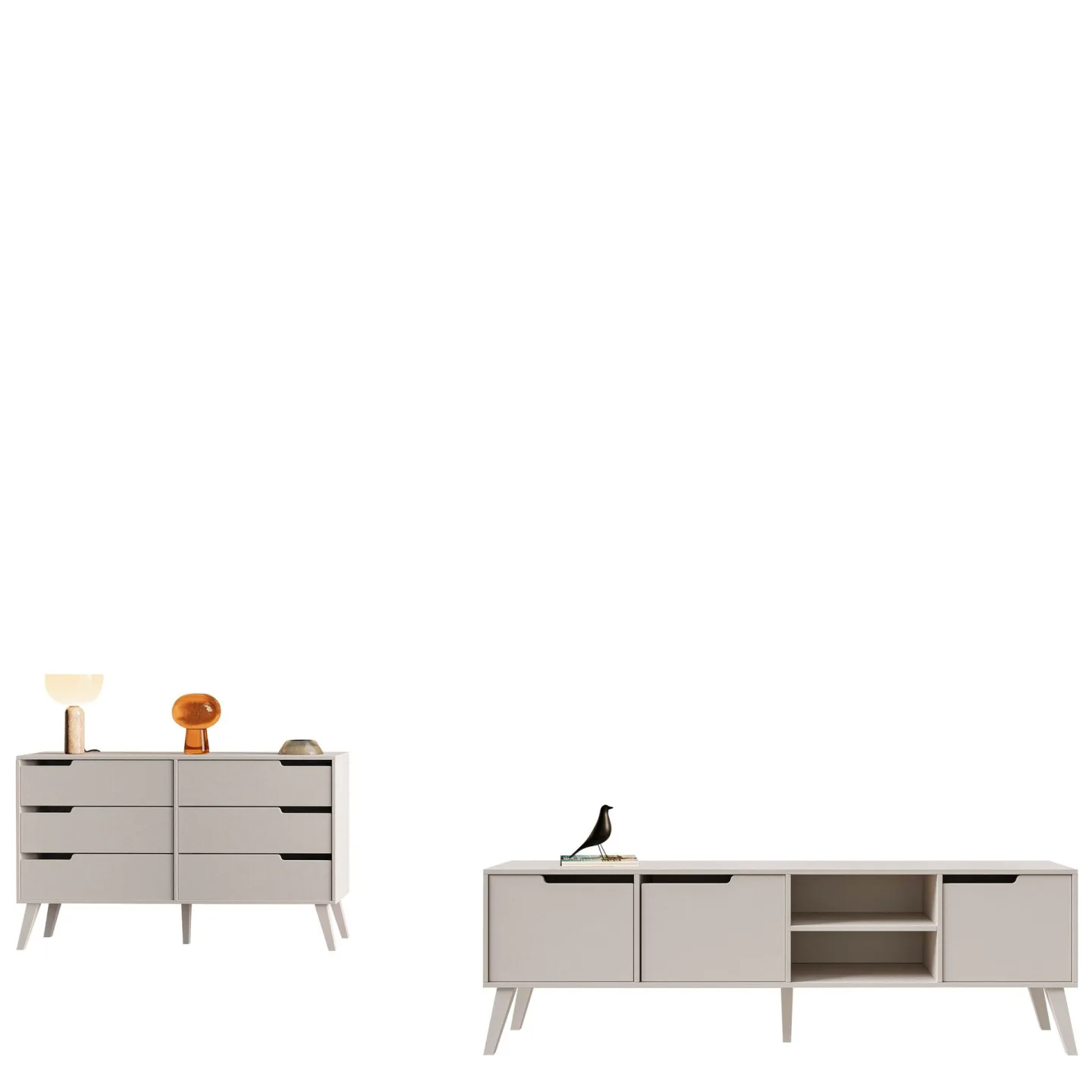 Virello Möbelset vardagsrum - Tv-bänk och skänk - beige