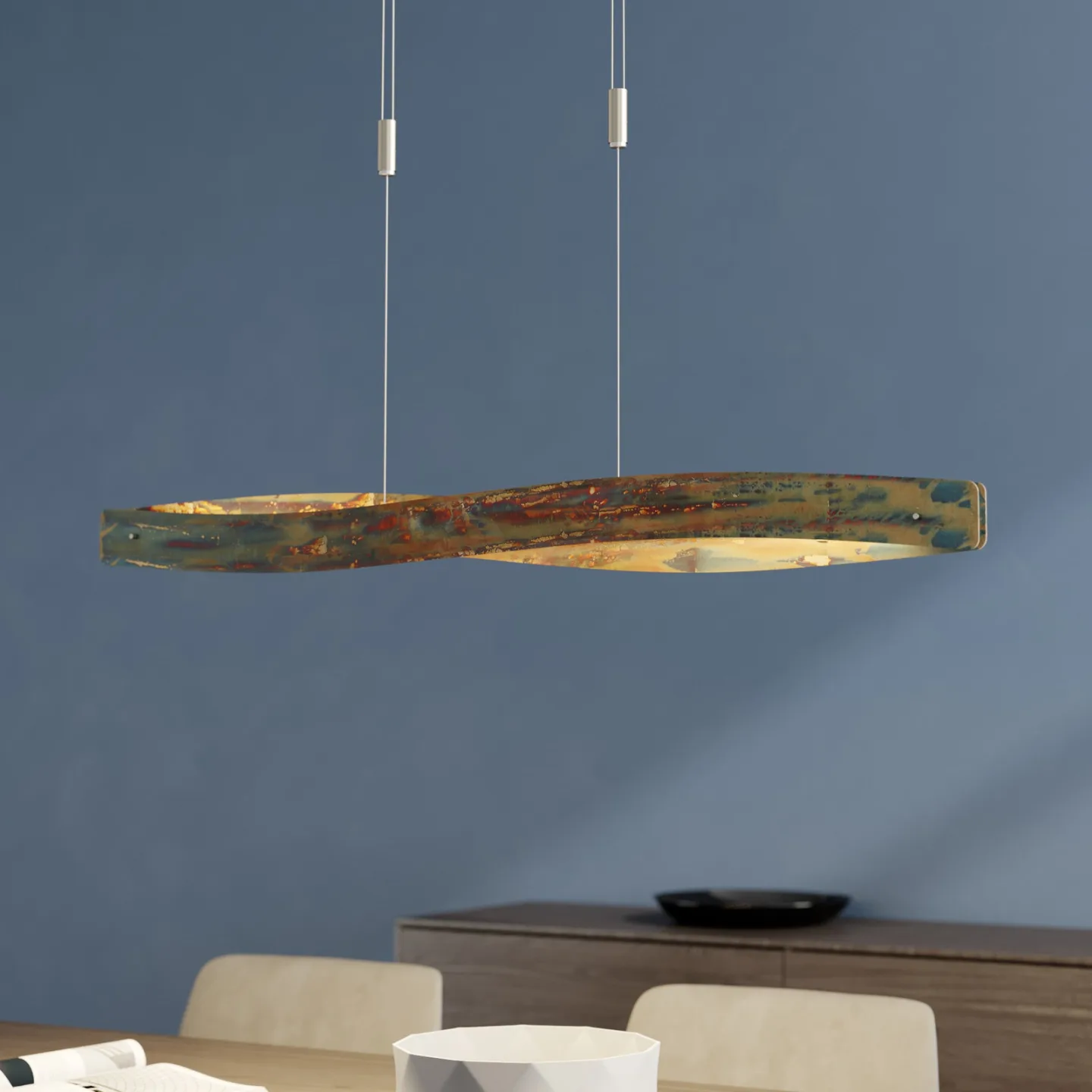 Lian Pendelleuchte Gold/Nickel - Lucande Quitani - Wohnzimmer - Design - Metall - Einflammig