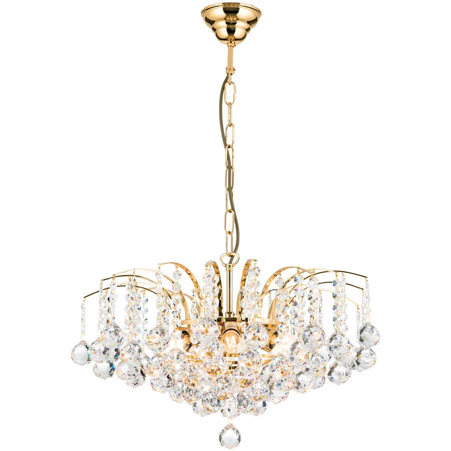 Briamond Pendellampe Sheraton Gold/Transparent Kristall/Messing 52 cm 35 cm - Material: Messing/Kristall