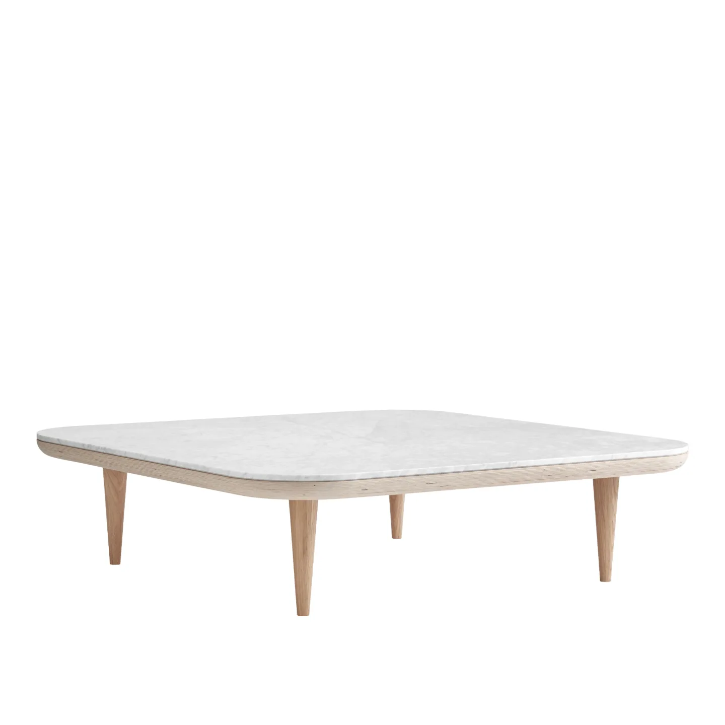 &Tradition - FLY SC11 120x120 cm Vitoljad ek/Bianco Carrara Marmor - Soffbord - Space Copenhagen - Vit - Metall/Trä