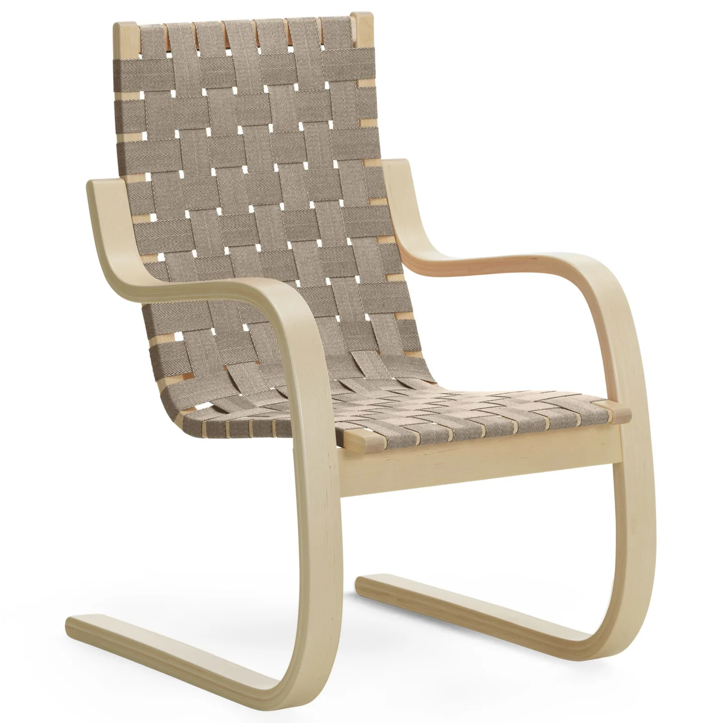 Artek - Armchair 406 Natural Black - Fåtöljer - Alvar Aalto - Beige - Trä/Textilmaterial