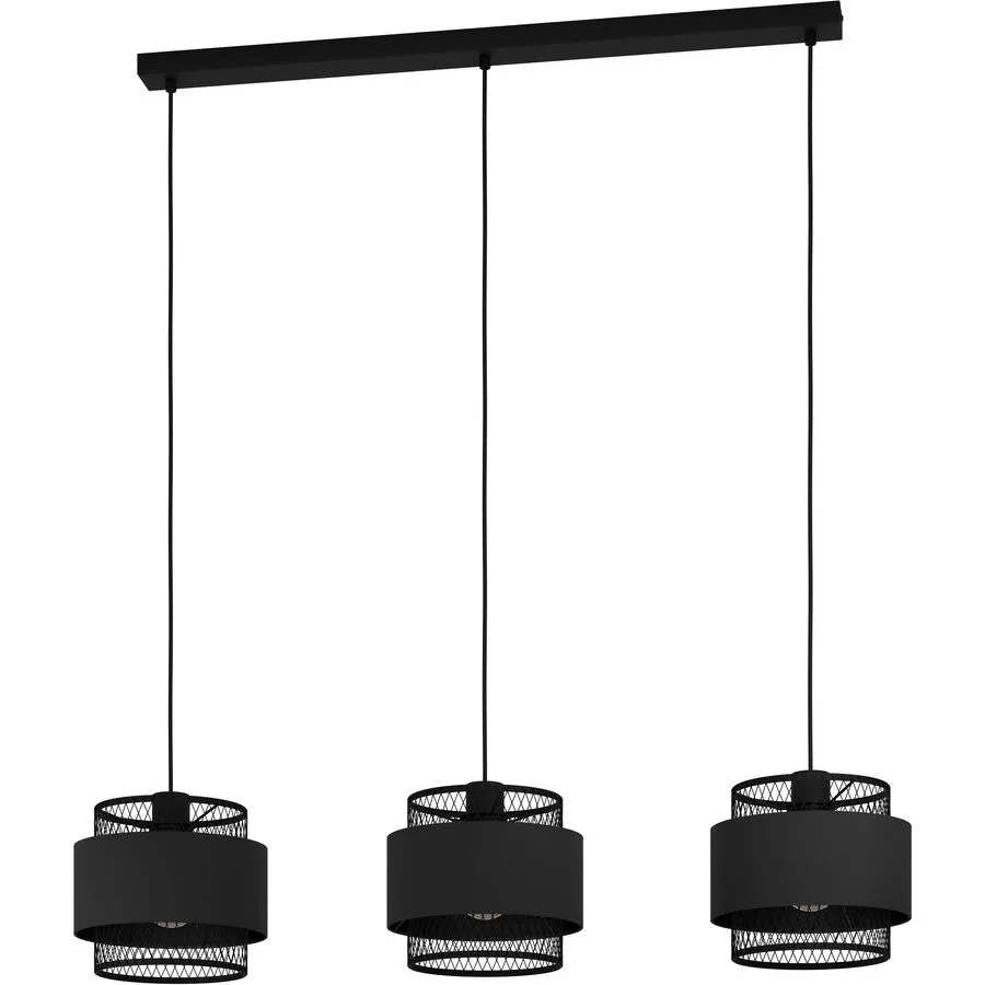 Eglo Pendellampe Bazely Schwarz Stahl/Stoff 23 cm 99 cm