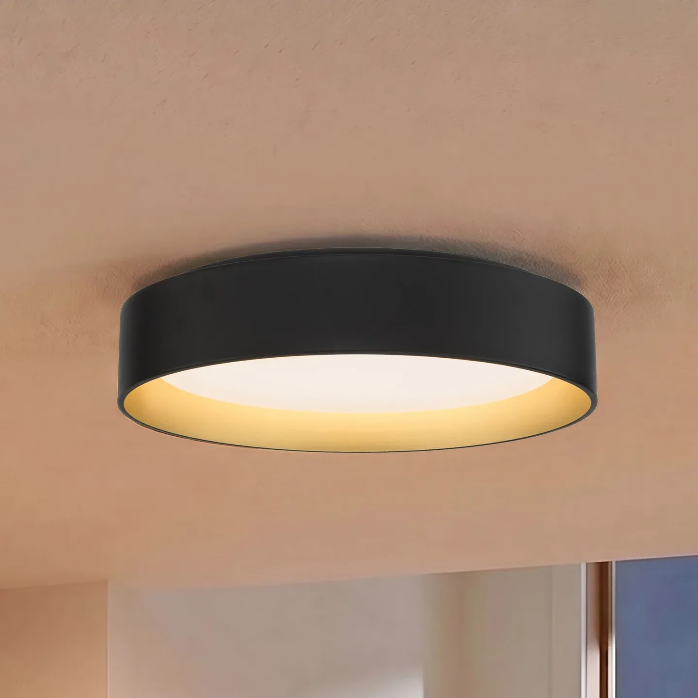 Gracjan Deckenleuchte Black/Gold - Lindby - Wohnzimmer - Modern - Kunststoff - Rund