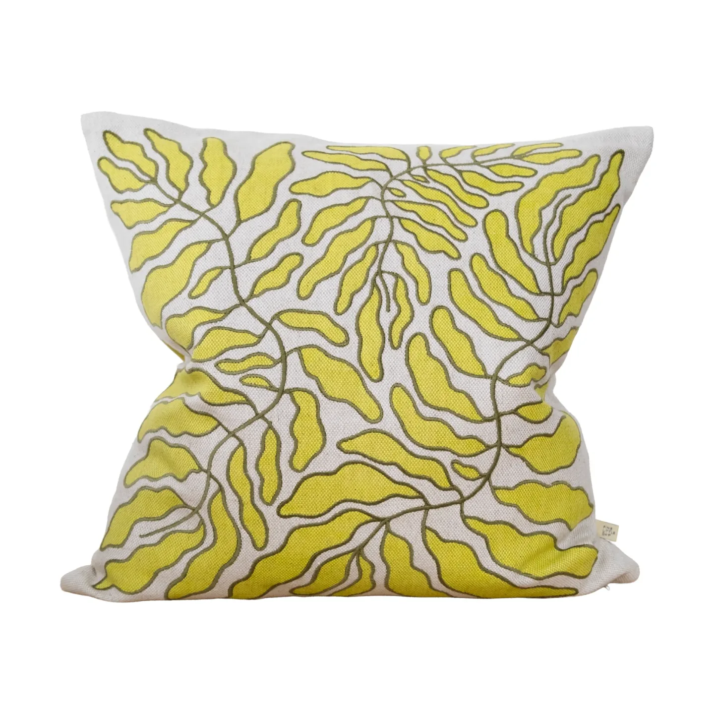 Fine Little Day Leaves Kissenbezug bestickt 48x48 cm Lime-nature