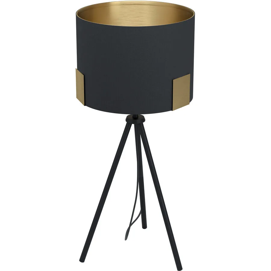 Eglo Tischlampe Tortola 1 Schwarz Stahl 26 cm 59 cm - Farbe: Schwarz/Messing