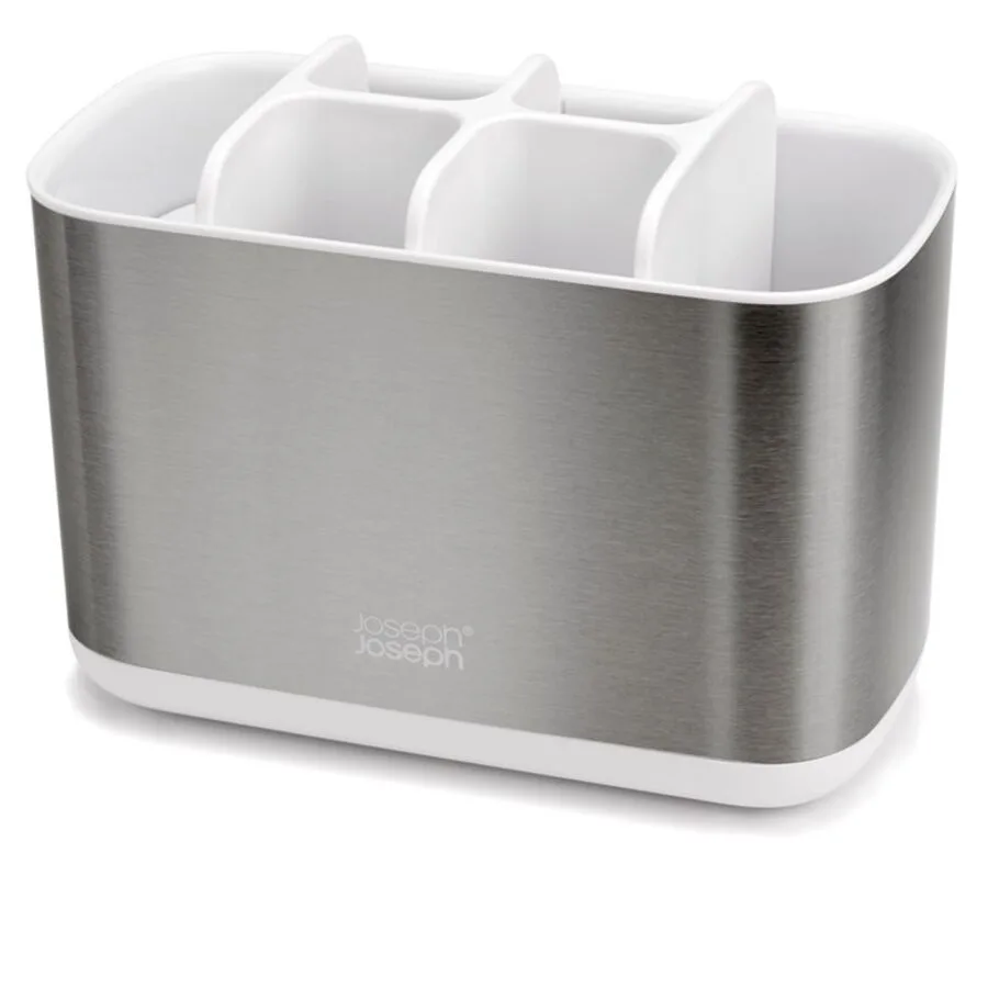 Zahnbecher Joseph Joseph EasyStore Edelstahl/Weiss ABS/Stahl 13.1 cm - Farbe: Weiss/Edelstahl - Material: Stahl/ABS