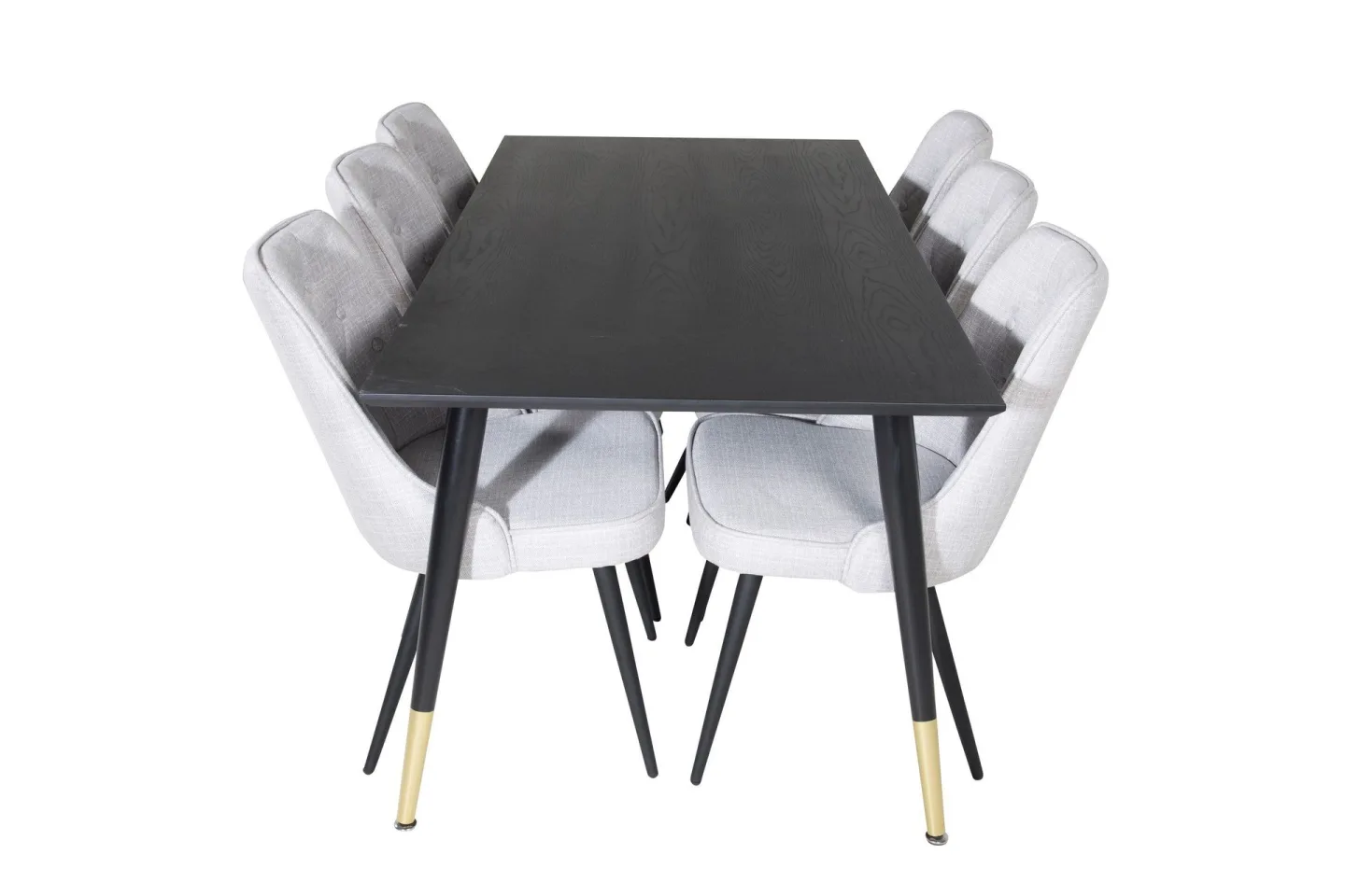 Dipp Matgrupp 180 cm Rektangulär med 6 Velvet Deluxe stolar - Svart/Guld