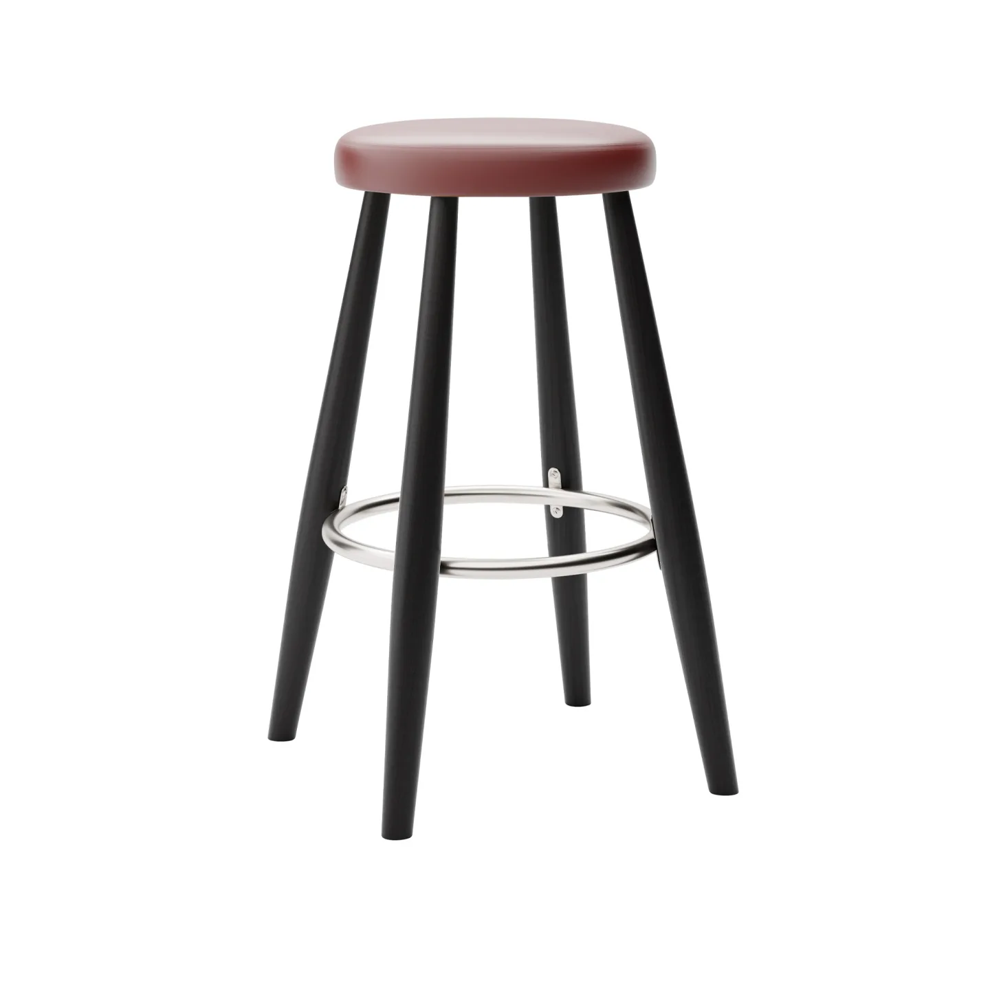 Carl Hansen - CH58 Low Stool, Svartlackad Ek, Lädergrupp B Thor - 332 - Barstolar - Hans J. Wegner - Svart - Läder/Metall/Trä