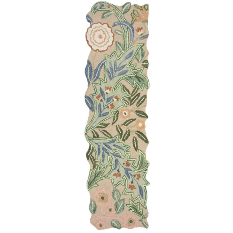 Teppich Yearn blau/rosa/grün Blumenmuster Wolle 60 x 230 cm