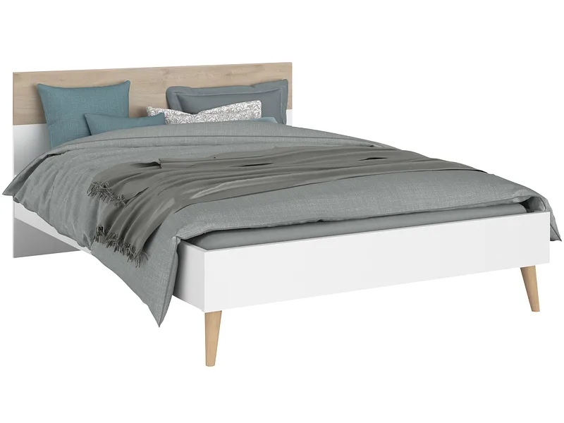 Bett AALBORG 160x200cm spanplatte weiss