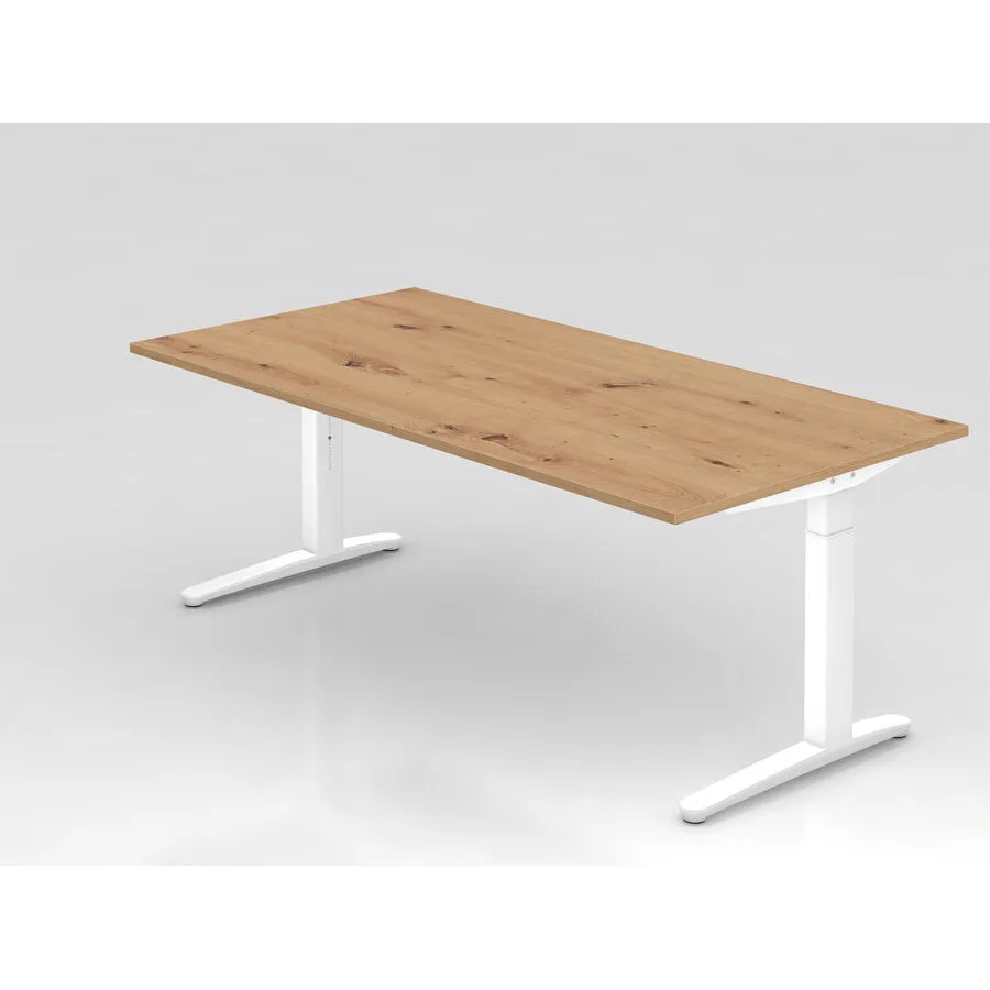 Schreibtisch Office Asteiche Holzwerkstoff Höhenverstellbar B 200 T 100 cm