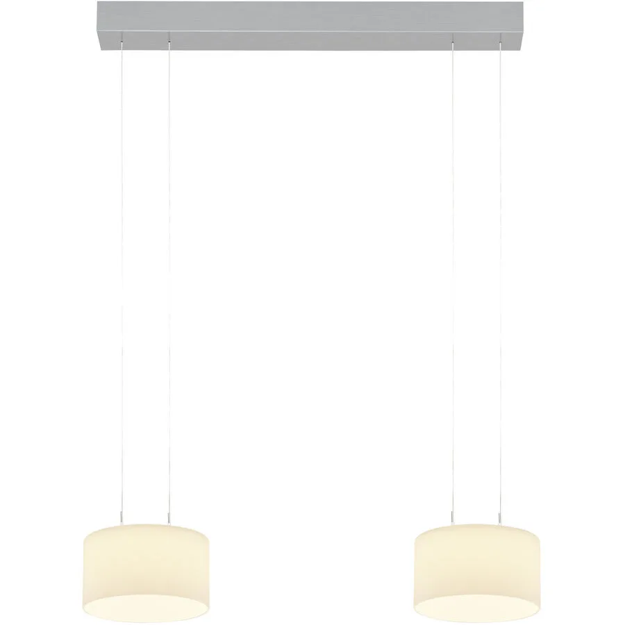 Designer-Pendellampe Bankamp Grand opal aluminium eloxiert 2-flammig - Farbe: Alu eloxiert - LED - Lichtfarbe: Extra warmweiss - Material: