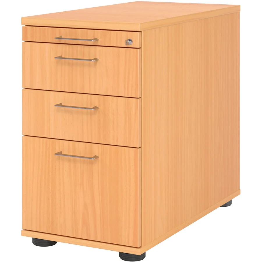 Standcontainer Office buche/Aluminium gebürstet Holzwerkstoff B 42.8 H 76 cm