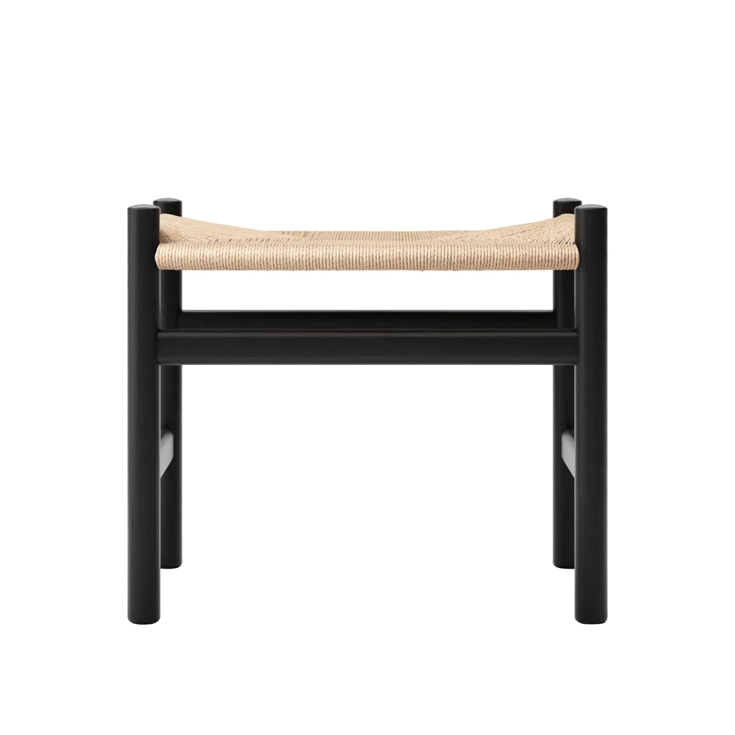 Carl Hansen - CH53, Ek, Svart, Naturflätad, 39 cm - Fotpallar - Hans J. Wegner - Svart - Papper/Trä