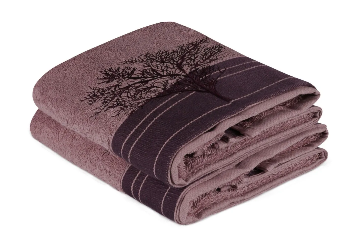 Hobby Handduk 50x90 cm 2-pack - Vinröd/Brun