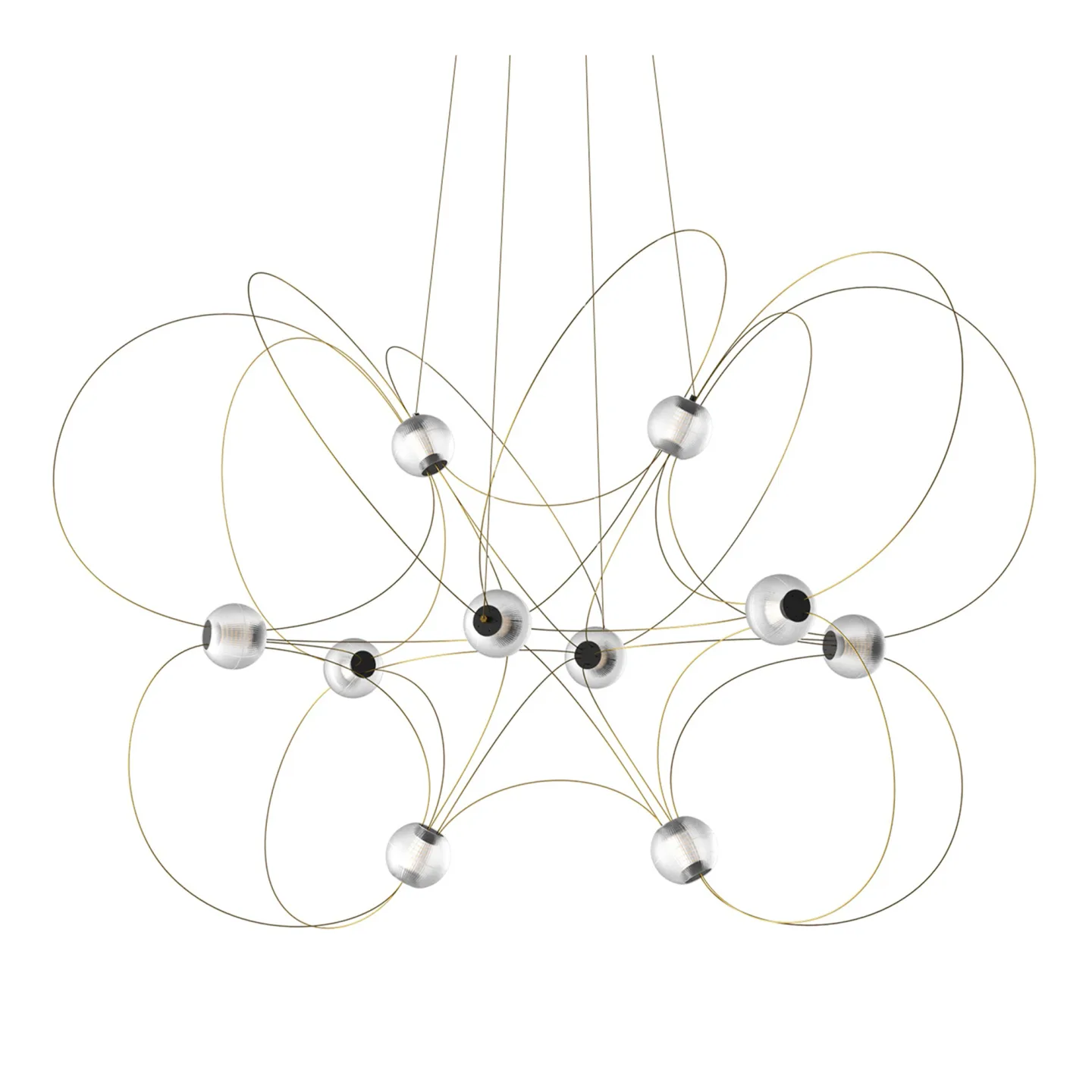 DCWéditions - Munari 10 Pendant lamp Partially Assembled H82 cm – Black & Gold - Pendellampor - Lutz Pankow - Guld,Svart - Metall/Plast