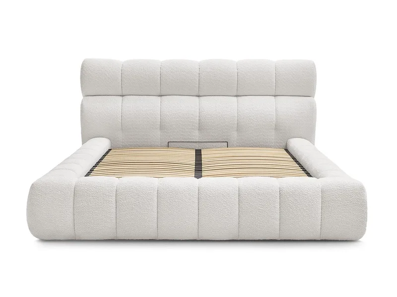 Kastenbett BOBOCHIC MONT-BLANC 180x200cm boucle-stoff weiss