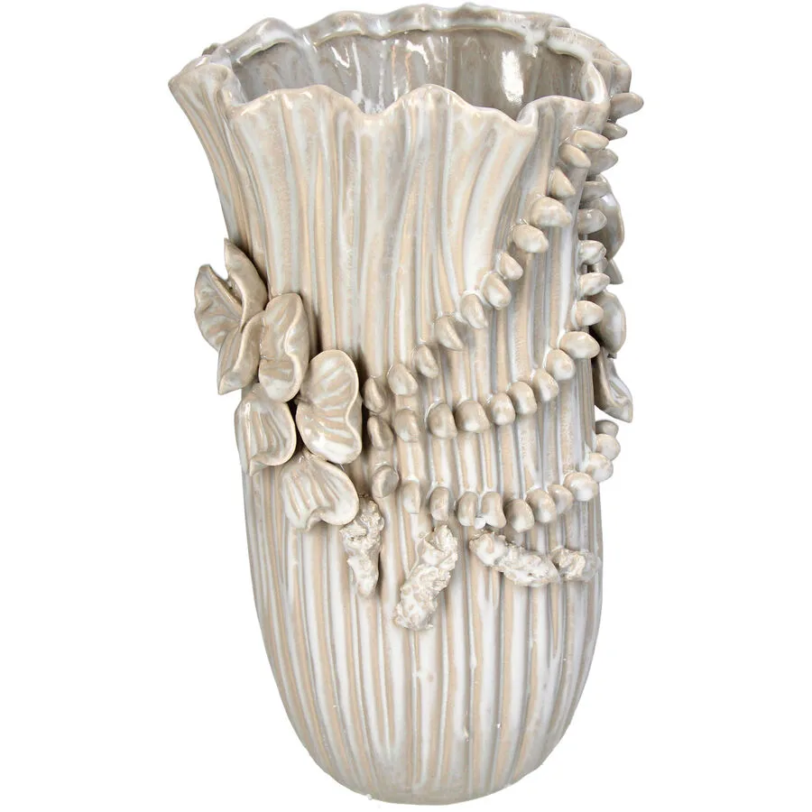 Vase Myko Weiss Steingut 30.5 cm