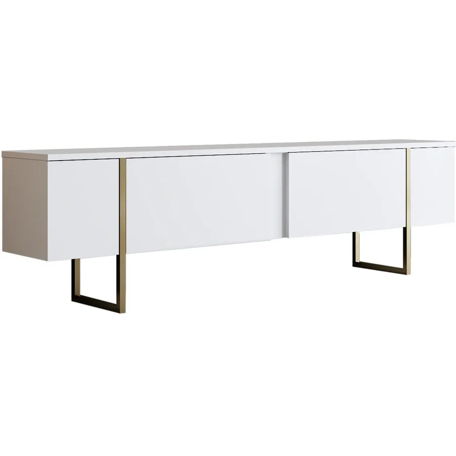 TV-Möbel Yasam weiss Melaminbeschichtete Spanplatte B 180 cm 30 kg
