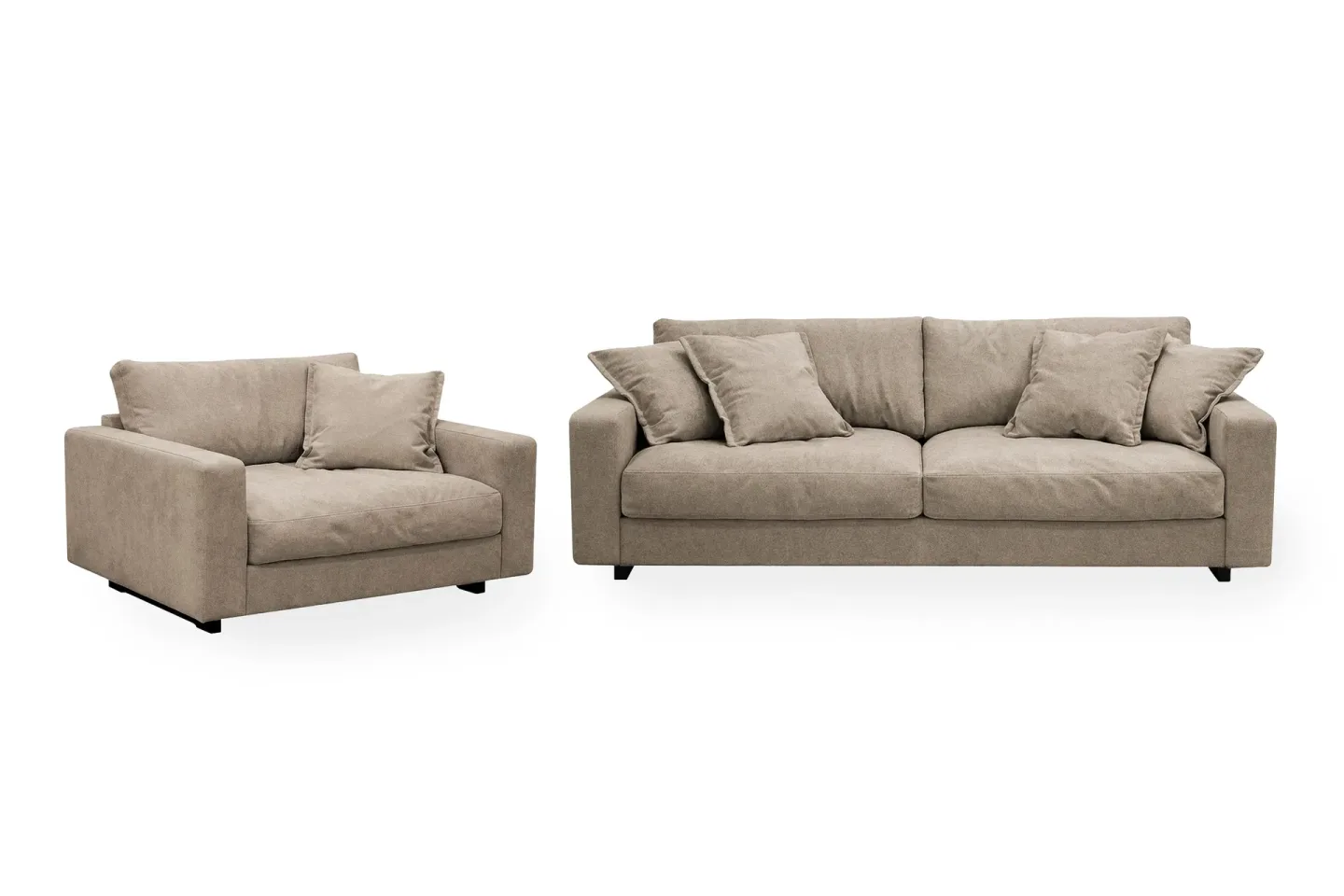 Valencia Soffgrupp Extra Djup 3-sits Soffa + Fåtölj i Chenille - Brun