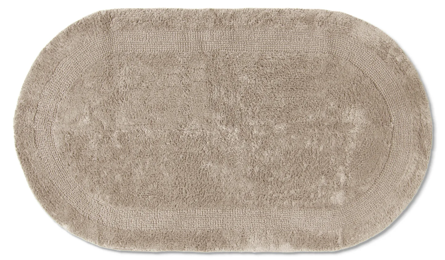 Oval baderomsmatte - Nila (beige) (Størrelse: 80 x 140 cm)