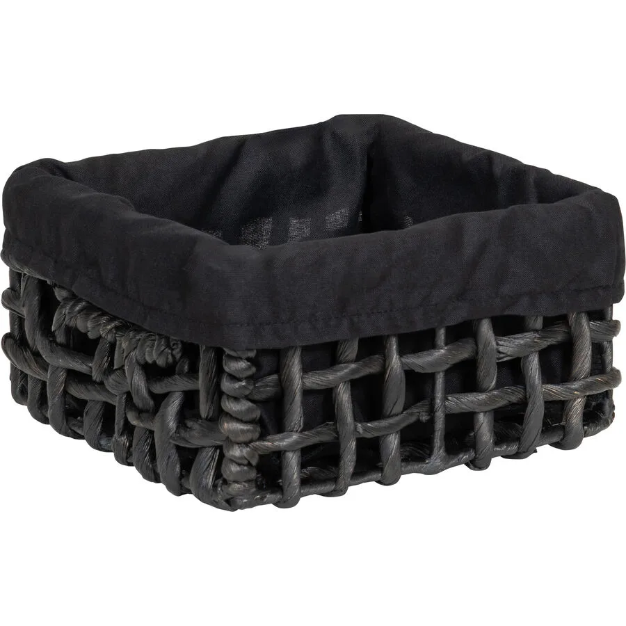 Korb Giulia H11xL20 schwarz - Material: Wasserhyazinthe/Leinen