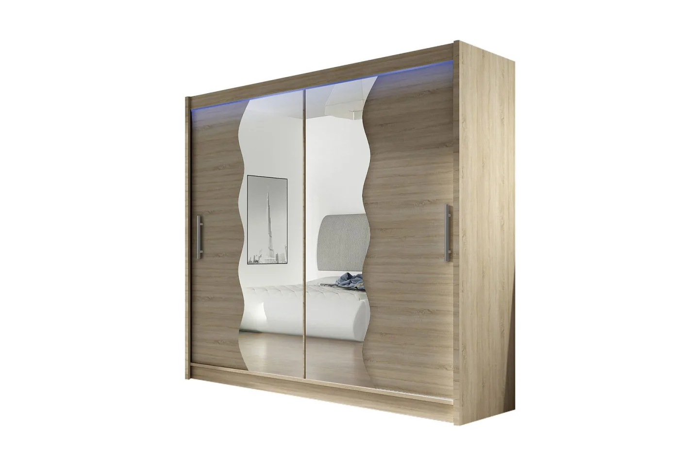 Prag Garderob 180x57x215 cm - Beige|Vit