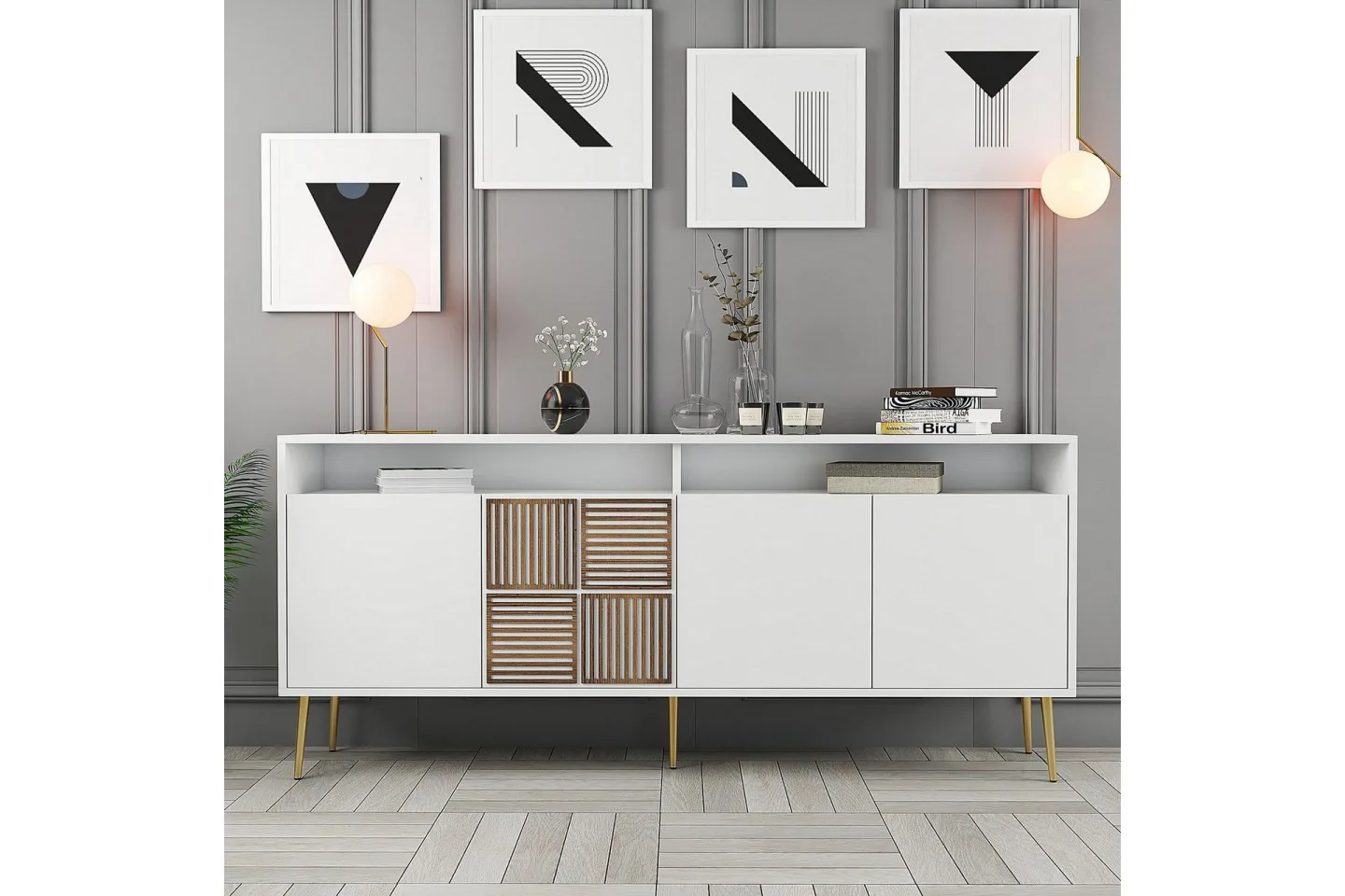 Lissione Konsollbord 180 cm - Guld/Vit