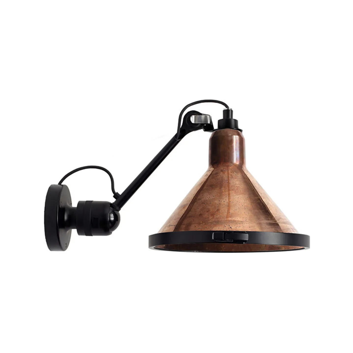 DCWéditions - Lampe Gras No 304 XL Outdoor Seaside Conic Black/Raw Copper - Vägglampor utomhus - Bernard-Albin Gras - Koppar - Glas/Metall/Syntetiskt
