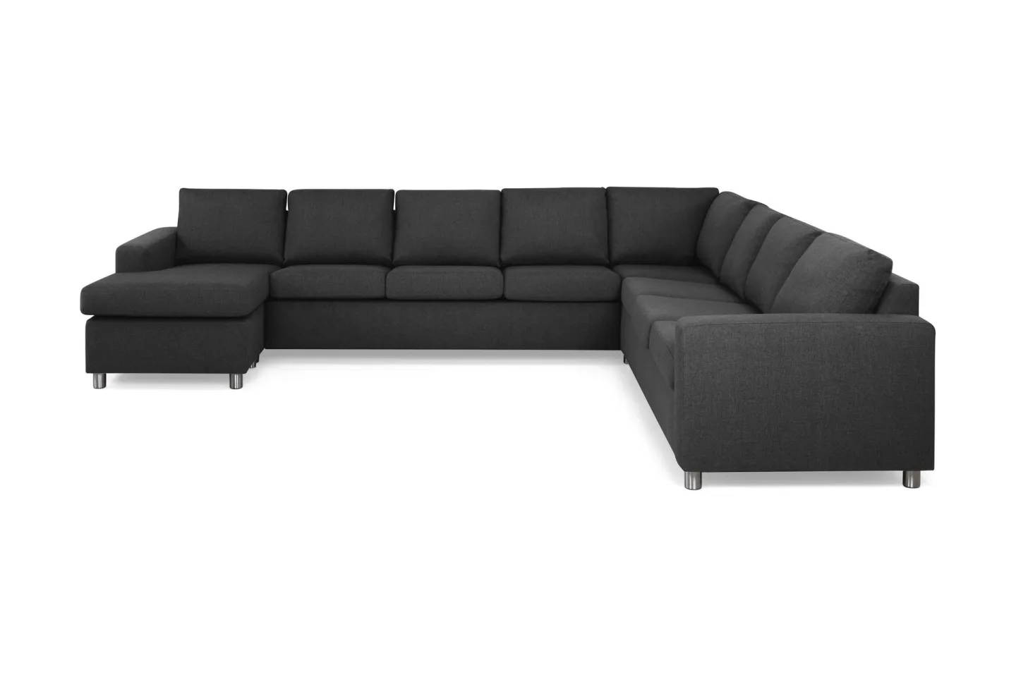 Crazy 7-sits Vändbar U-formad XX-Large Hörnsoffa med divan i Tyg - Mörkgrå / Antracit