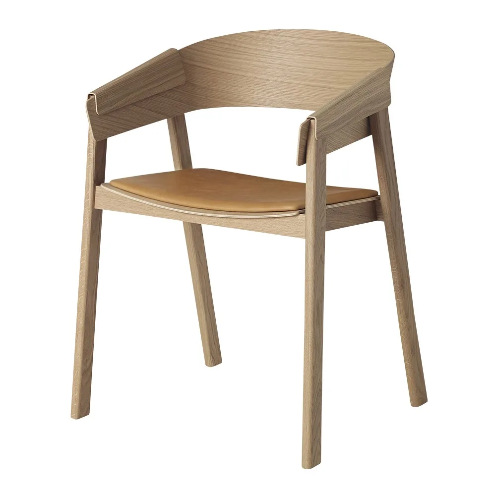 Muuto - Cover Chair Klädd Refine Leather Black/Black - Matstolar - Thomas Bentzen - Svart - Läder/Trä