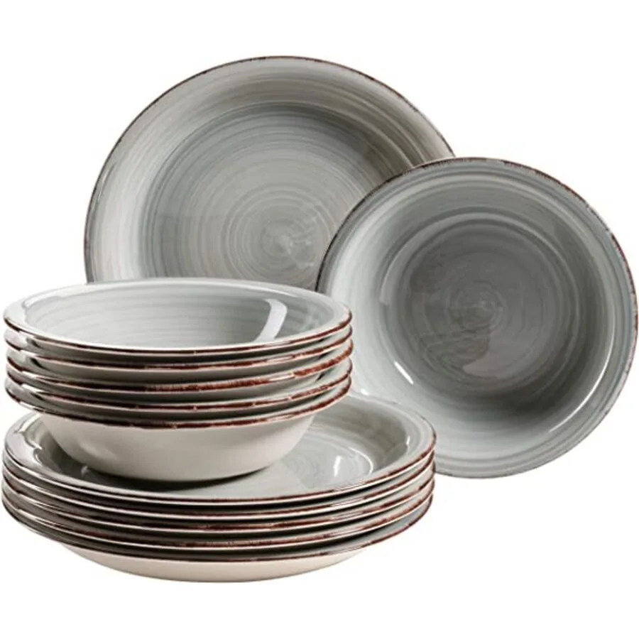 MÄSER Geschirr-Set Lumaca rauchblau Porzellan 12 Stk