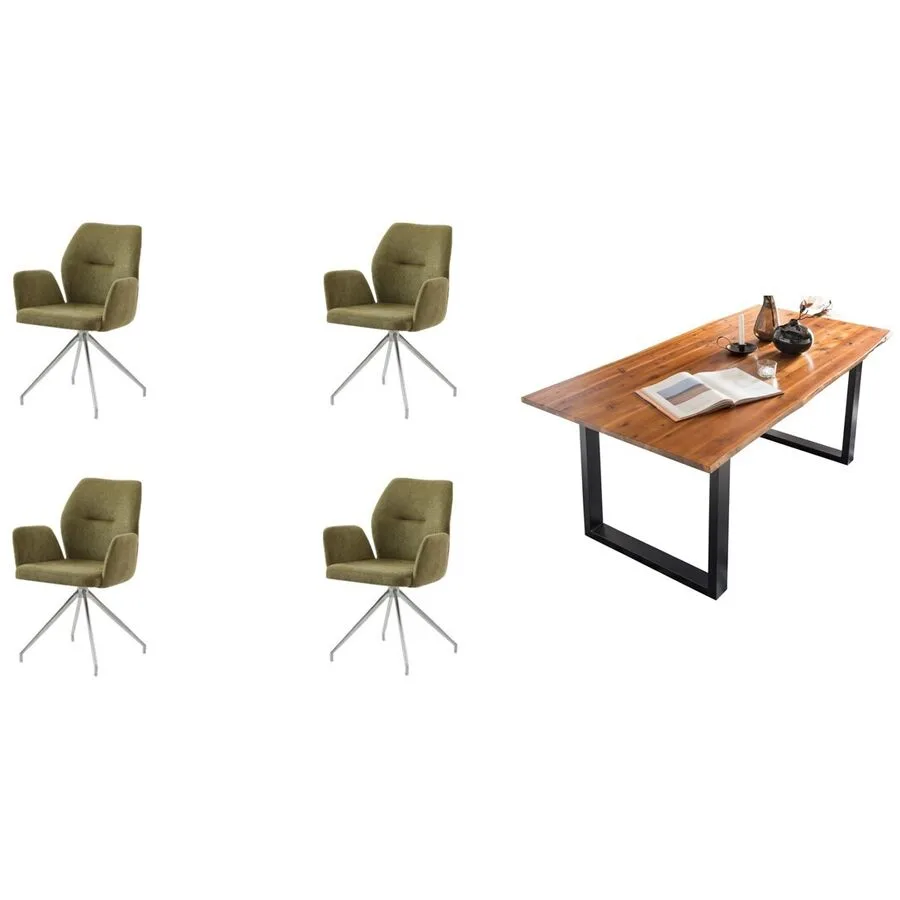 Essgruppe Eats cognac Akazie/Strukturstoff B 160 T 85 cm 4