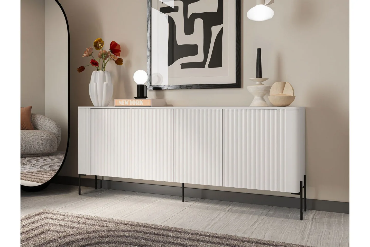 Sherie Skänk 190x40 cm - Vit