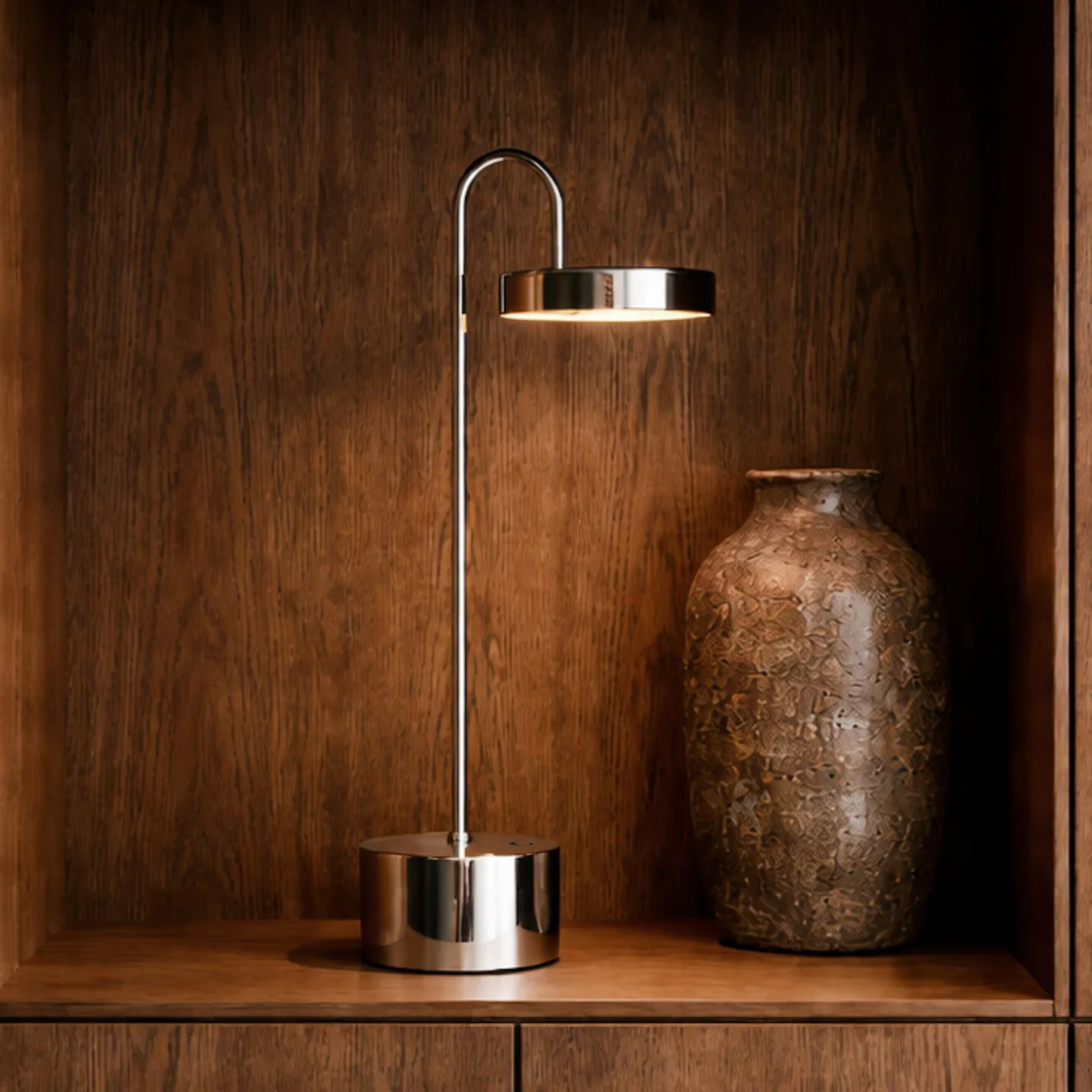 MOOVELIGHT LED-Akku-Tischleuchte chrom 35 cm - Dyberg Larsen - Wohnzimmer - Design - Metall - Einflammig