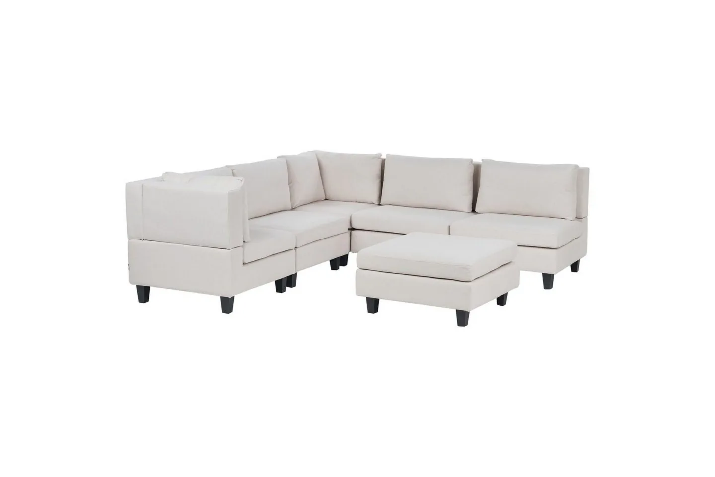 5-sits Hörnsoffa med fotpall Unstad Beige/svart, Högervänd, Polyester - Beige/svart, Högervänd, Polyester