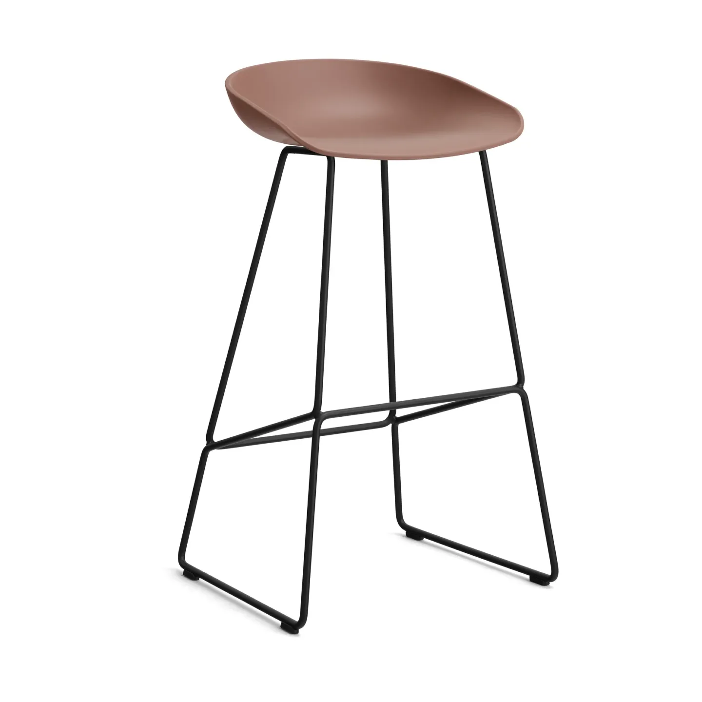 HAY About a Stool 38 High Barhocker 2.0 Soft brick-schwarzes Stahlgestell