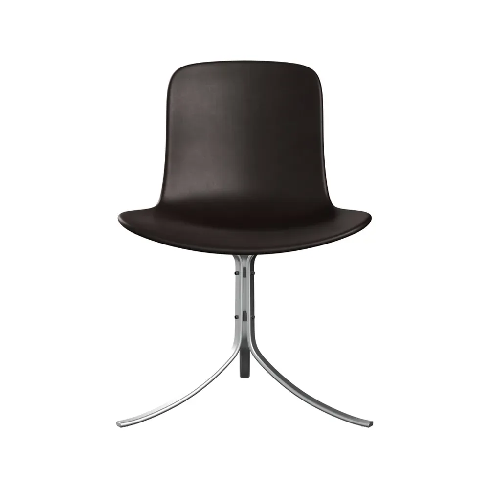Fritz Hansen PK9 stol Leather grace dark brown-steel