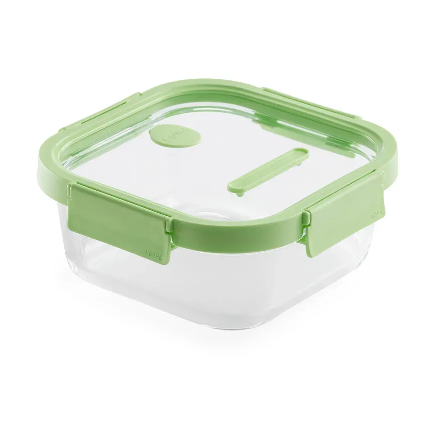 Lékué Lékué quadratische Lunchbox Glas 1,1 L Grün