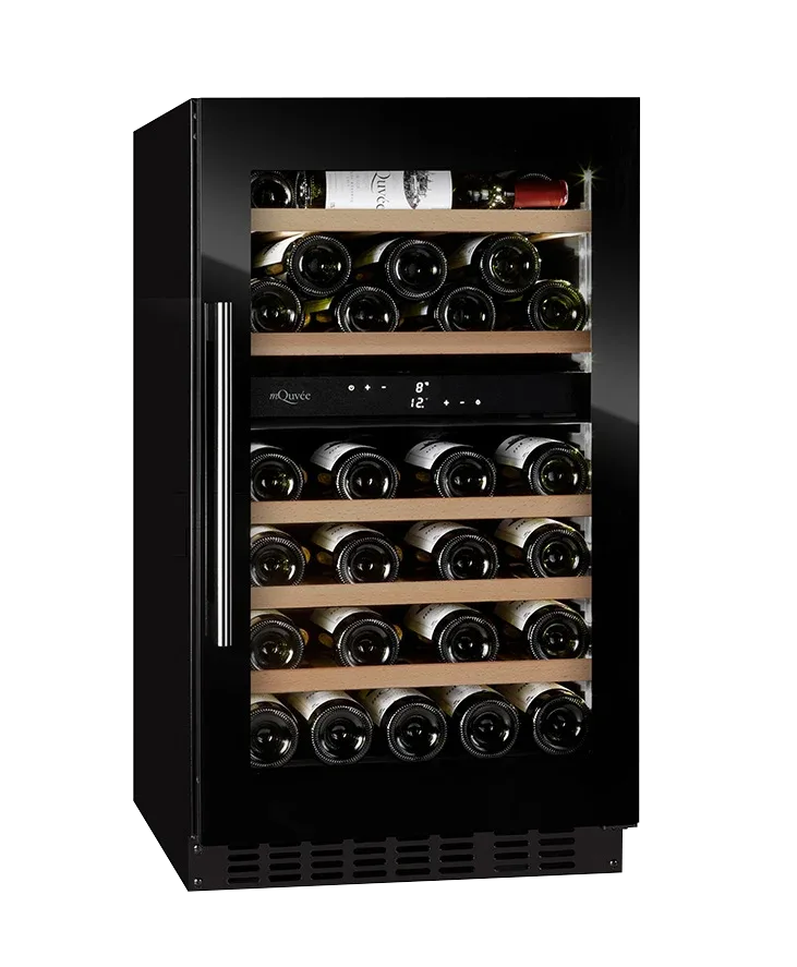 Weinkühlschrank einbau 50 cm - mQuvée WineCave 800 50D Fullglass Black, schwarz, 2 Temperaturzonen