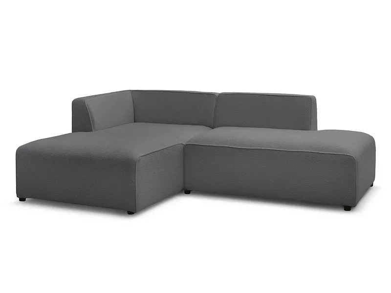 Ecksofa BOBOCHIC MEGEVE Boucle-Stoff dunkelgrau