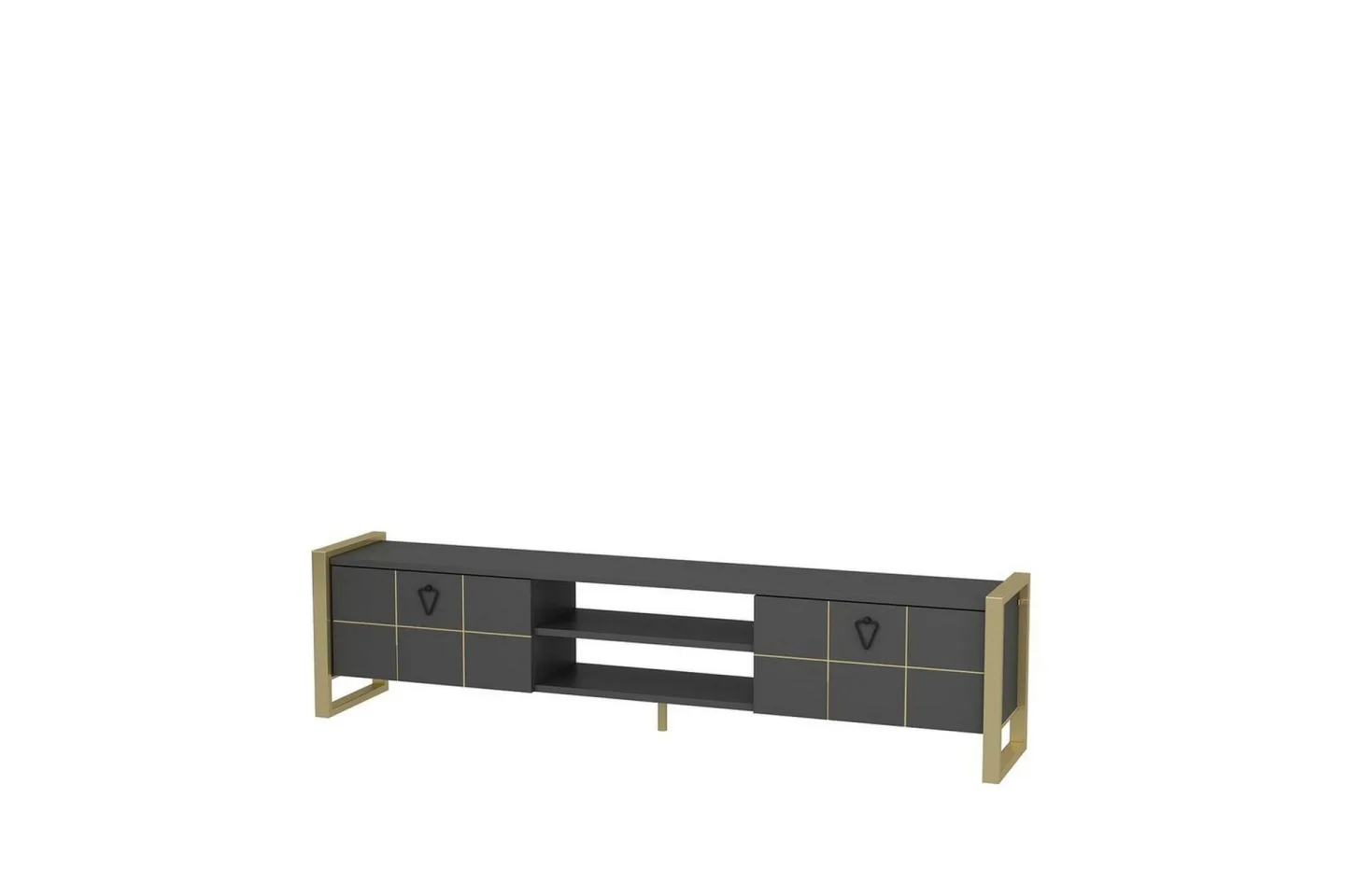 Munetaka Tv-bänk 184 cm - Antracit/Guld