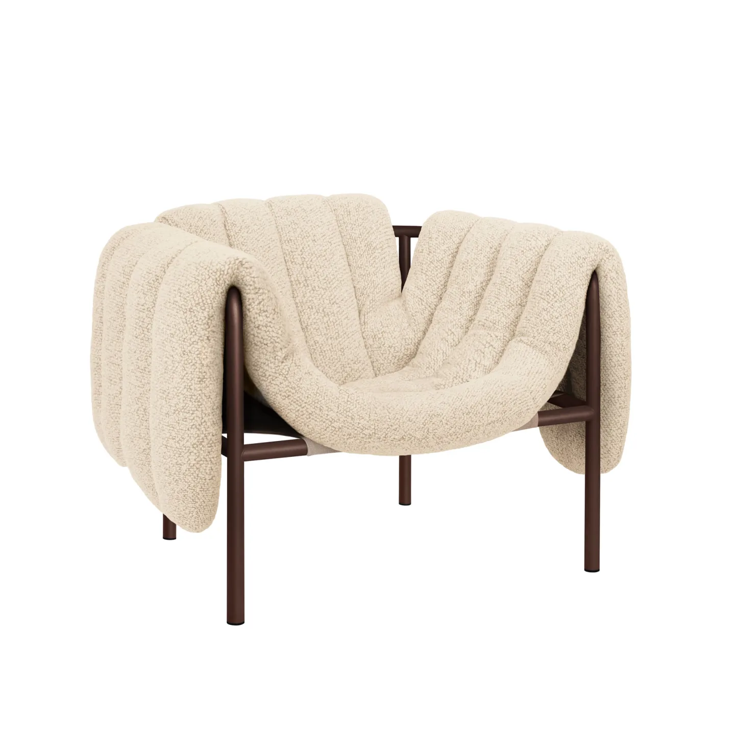 HEM - Puffy Lounge Chair - Eggshell/Chocolate Brown - Fåtöljer - Faye Toogood - Brun,Beige - Bomull/Naturmaterial/Metall/Syntetiskt/Skum/Plast