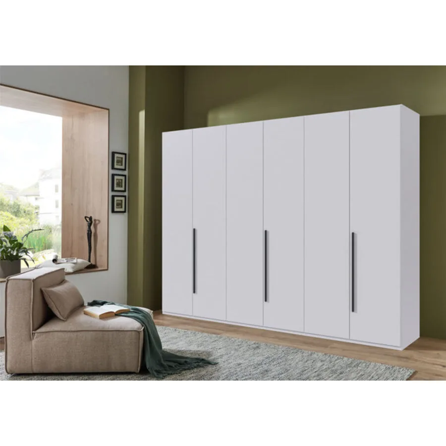 Kleiderschrank Annie Weiß - Griffe Grafit Mischholz B 270 cm