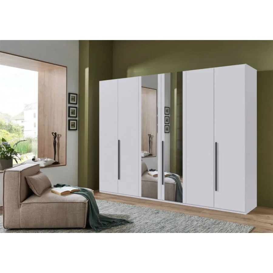Kleiderschrank Annie Weiß - Griffe Grafit Mischholz B 270 cm