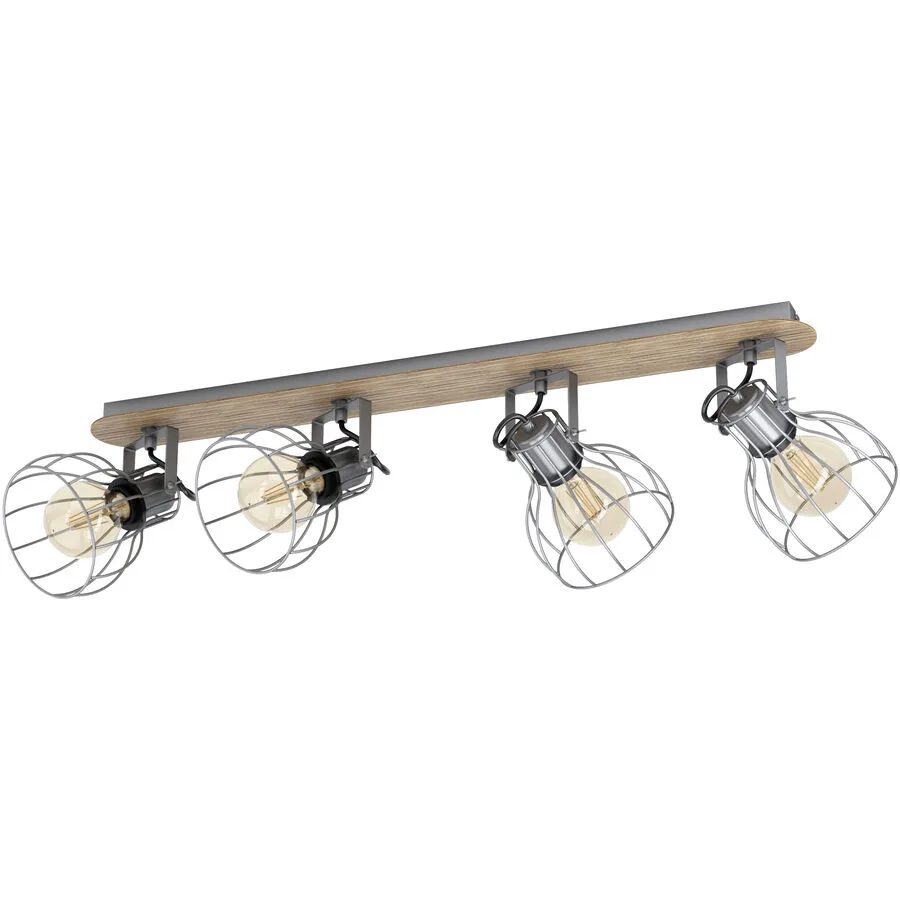 Eglo Spot Sambatello Braun/Silber Stahl/Holz 9 cm - Farbe: silber-braun - Material: Holz/Stahl