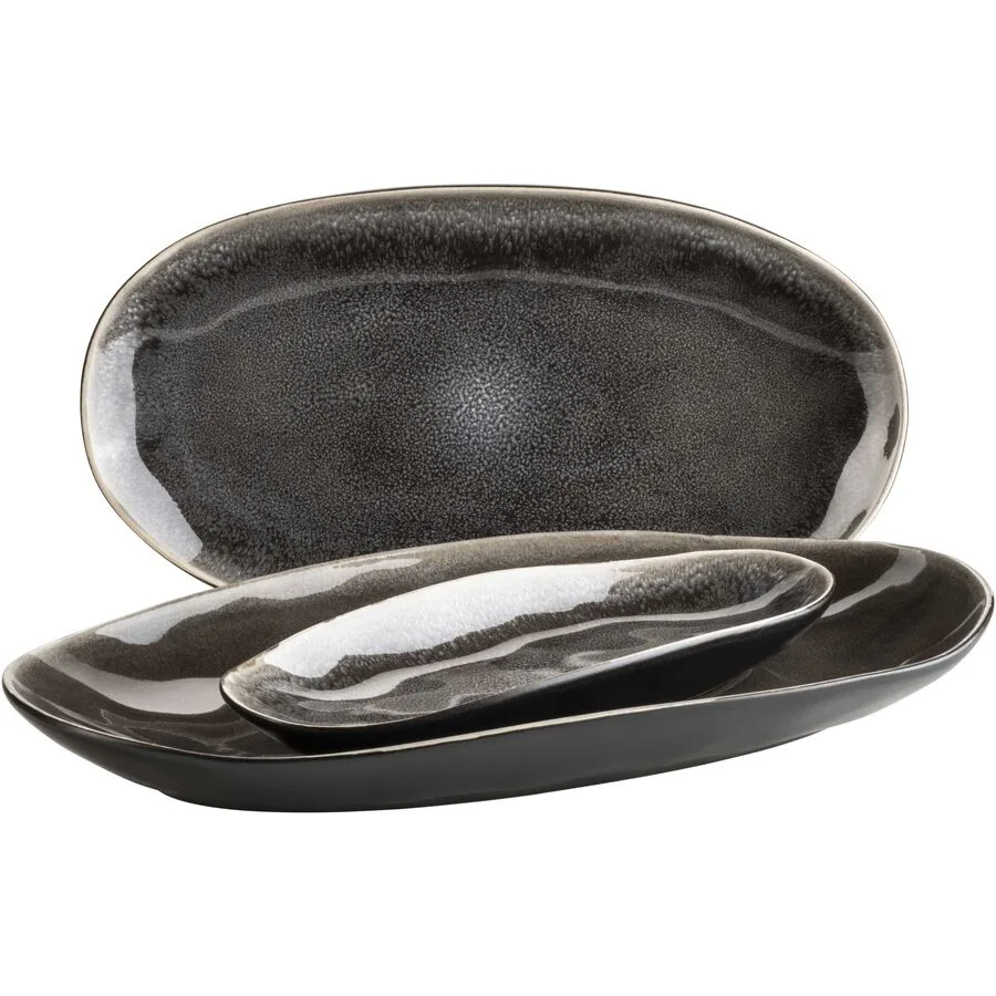MÄSER Servierplatten-Set Niara Organic Braun/Schwarz Steinzeug