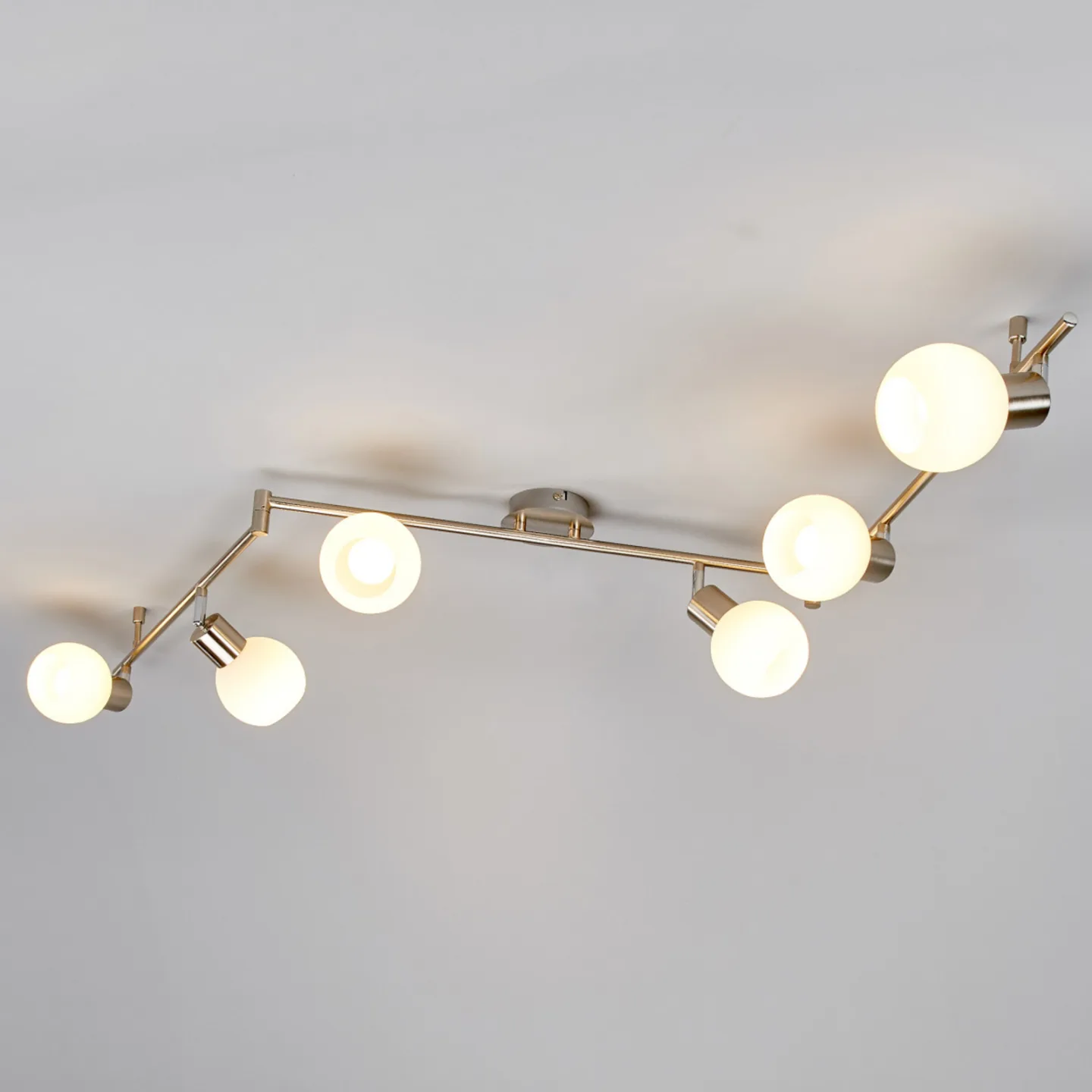 Elaina 6 Deckenleuchte Nickel/Opal - Lindby - Wohnzimmer - Modern - Metall - Mehrflammig
