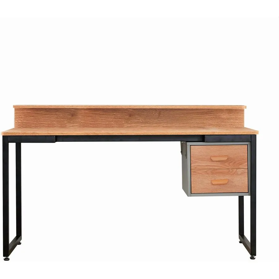 Schreibtisch Viktor natur/schwarz MDF, Metall B 140 T 60 cm