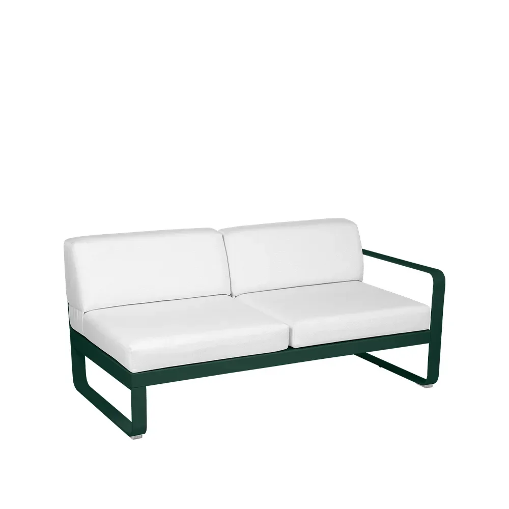 Fermob Bellevie Right modulsoffa 2-sits Cedar green (grön), off-white dyna